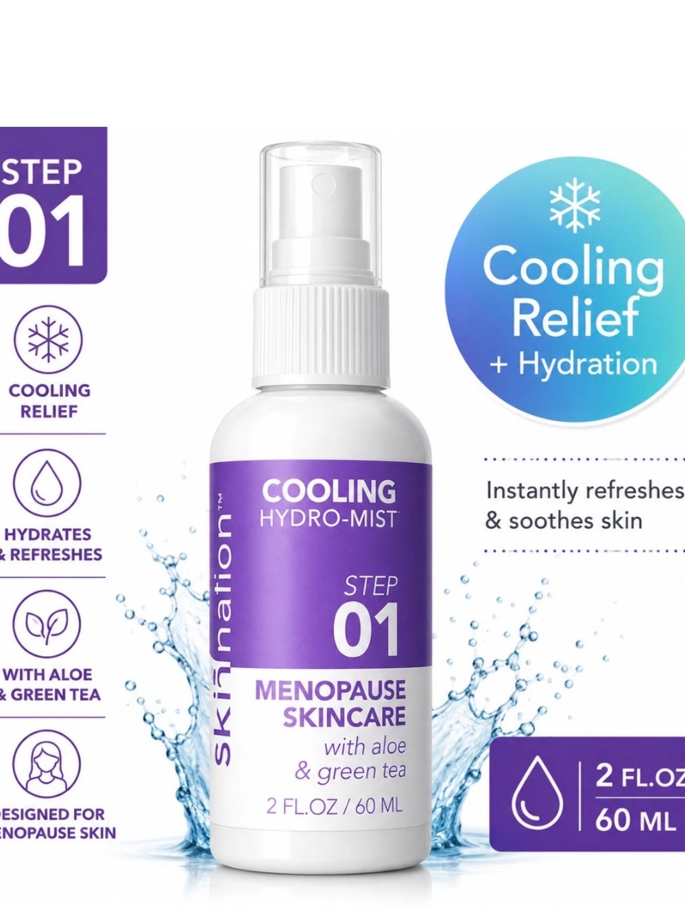 Skinimalism Cooling Hydro-Mist, Menopause Skincare W/ Aloe Bundle Of 2 (2 Oz ea)